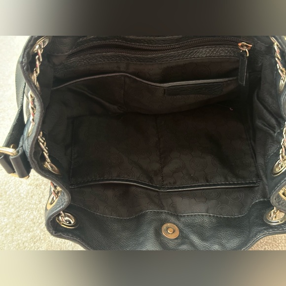 MICHAEL Michael Kors - Leather Chain-Link Hobo Tote, Black Pebble Leather - Picture 7 of 10